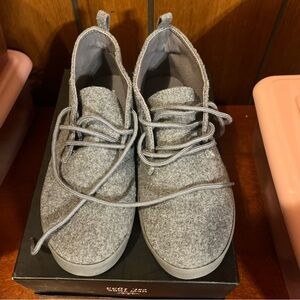 Gray Wool Lace-Up Kids Sneakers
